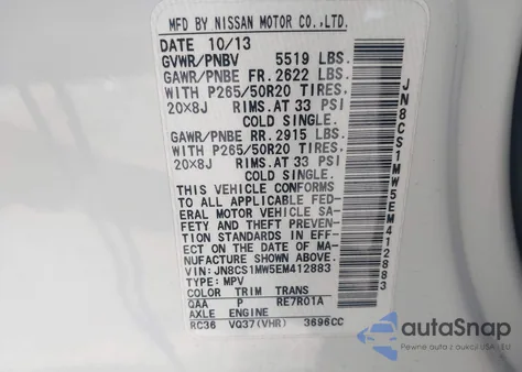 2014 Infiniti Qx70 z USA, uszkodzony, nr VIN JN8CS1MW5EM412883